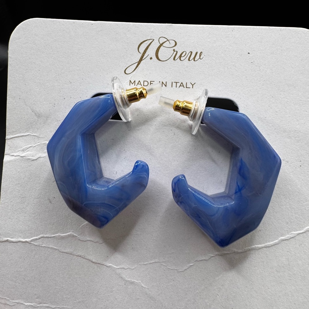J Crew NWT made in Italy blue marbled lucite earrings